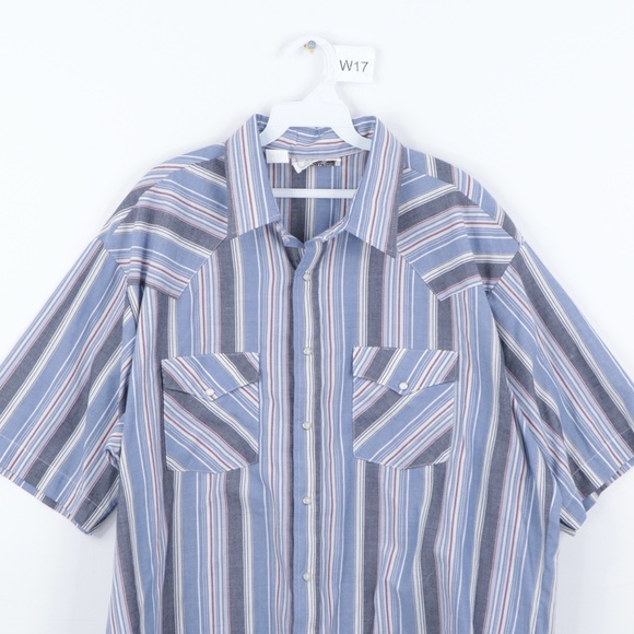 80s Mens XL Double Pocket Pearl Snap Western Shirt - Picture 2 of 14